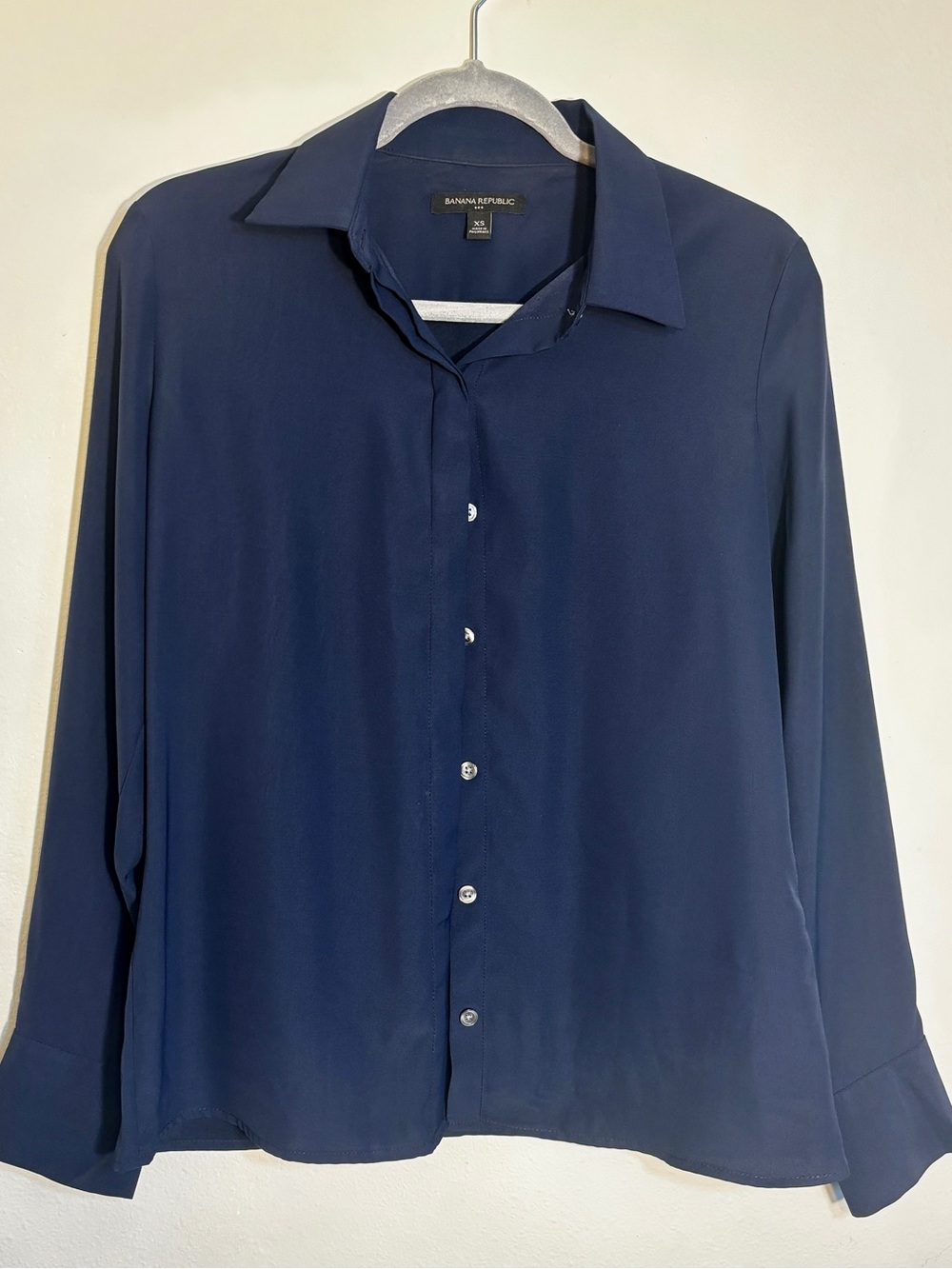 Banana Republic Navy Silky Preppy Button-Up Shirt